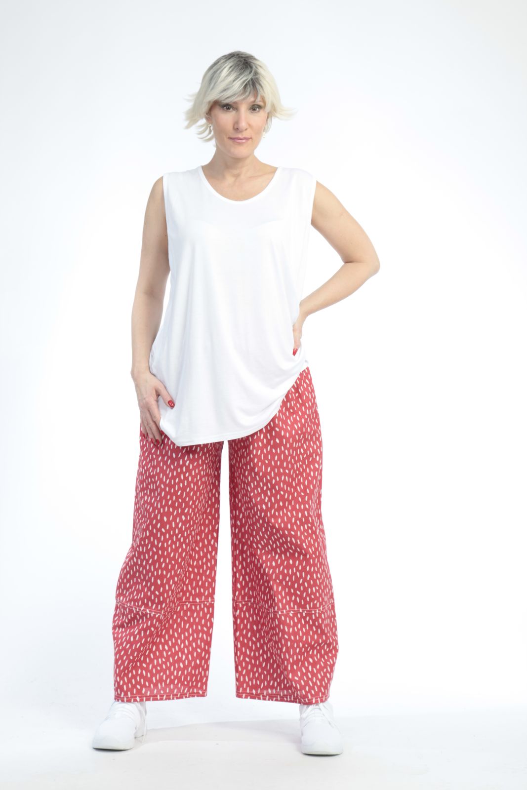  AKH Fashion Hose in gerader Form, aus Baumwolle, 0848.00221, Rot, Punkte, Schick, Modern