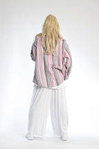  AKH Fashion Jacke in gerundeter Form, aus Viskose, 0805.00130, Pink, Streifen, Schick
