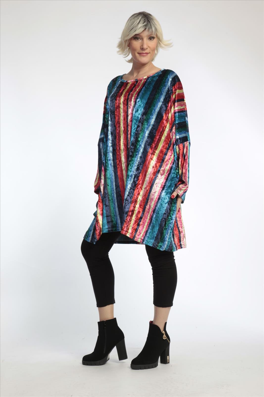  Bigshirt von AKH Fashion aus Materialmix in gerader Form, 0819.06769, Multicolor, Ausgefallen