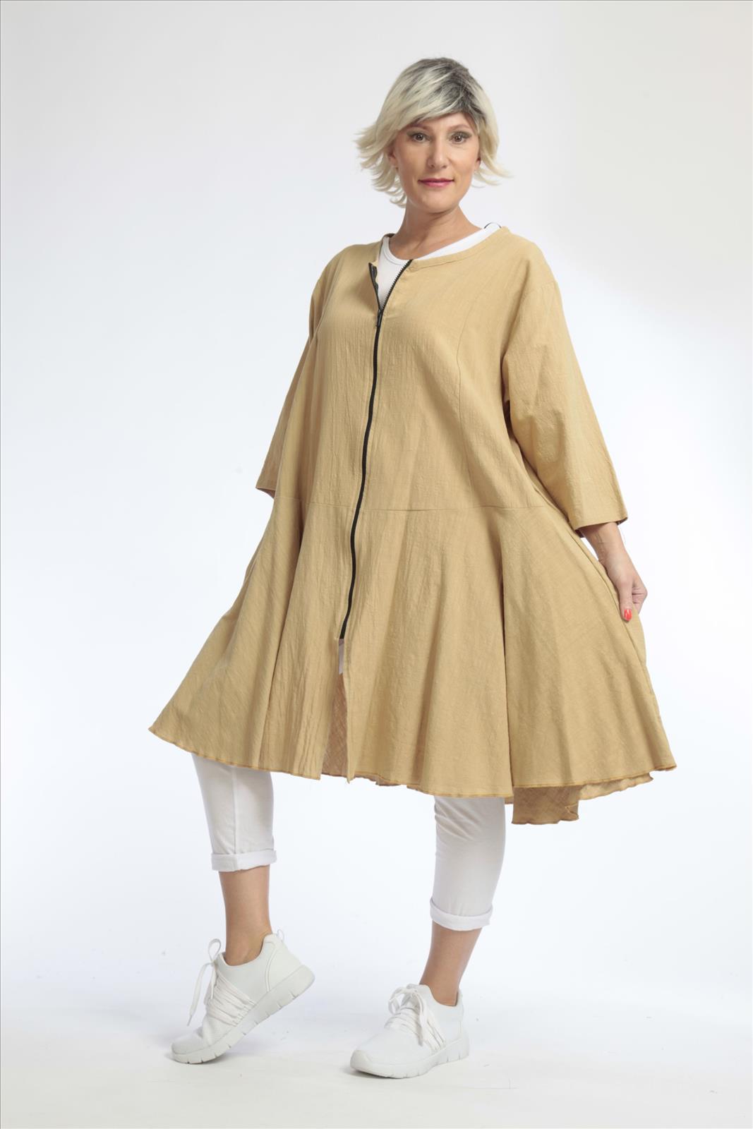  AKH Fashion Jacke in Glocken-Form, aus Baumwolle, 1033.06563, Beige, Schick, Modern