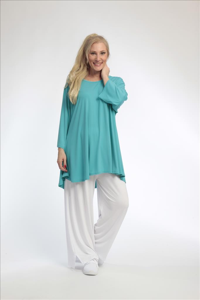  Bigshirt von AKH Fashion aus Materialmix in Glocken-Form, 0792.08971, Türkis, Schick, Modern