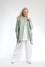  AKH Fashion Jacke in Vokuhila-Form, aus Viskose, 0805.06317, Kiwi, Streifen, Schick