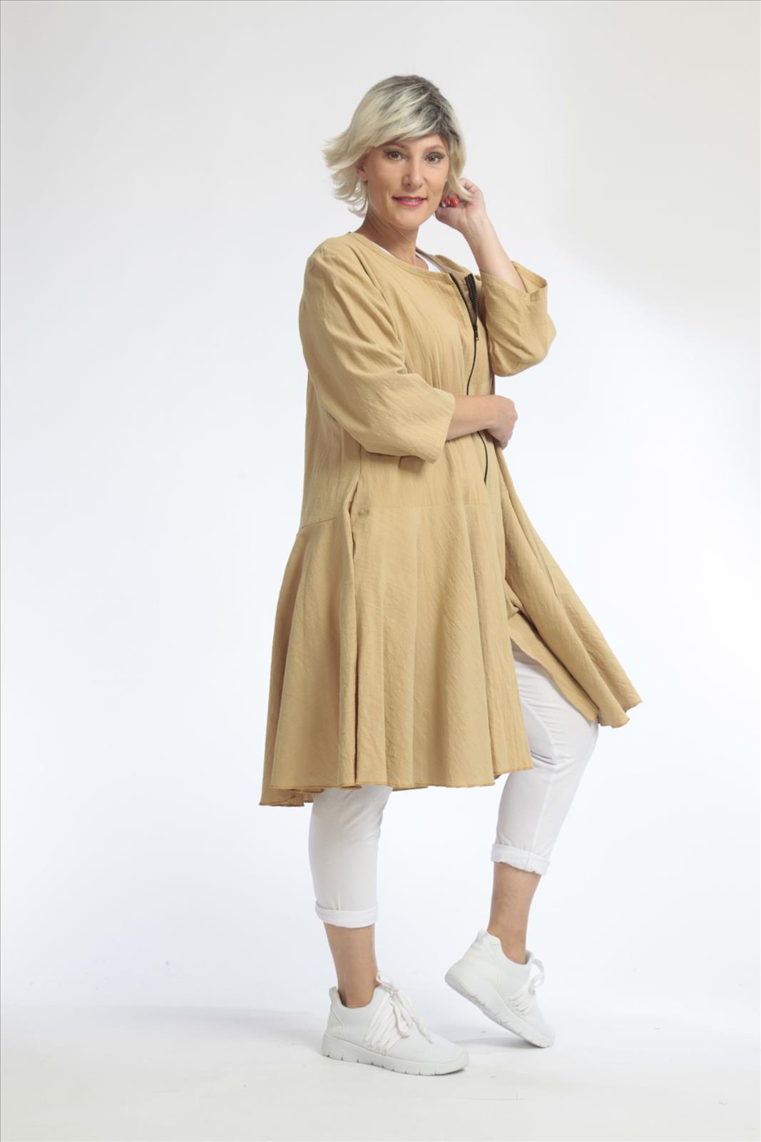  AKH Fashion Jacke in Glocken-Form, aus Baumwolle, 1033.06563, Beige, Schick, Modern