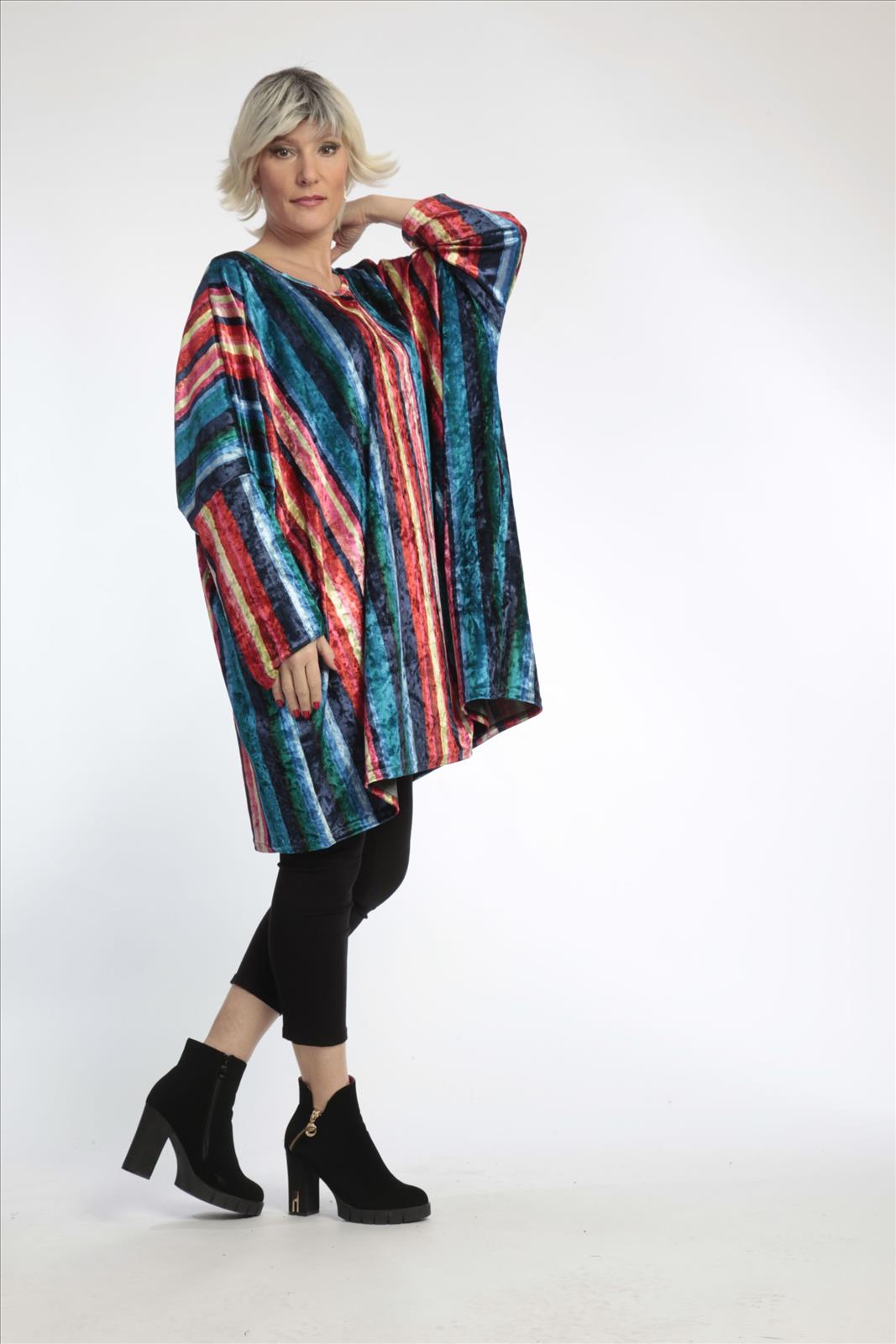  Bigshirt von AKH Fashion aus Materialmix in gerader Form, 0819.06769, Multicolor, Ausgefallen