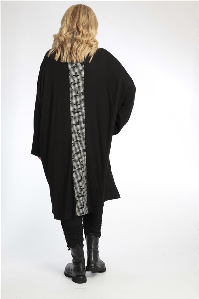  Bigshirt von AKH Fashion aus Viskose in Vokuhila-Form, 0755.06740, Schwarz-Weiß, Ausgefallen