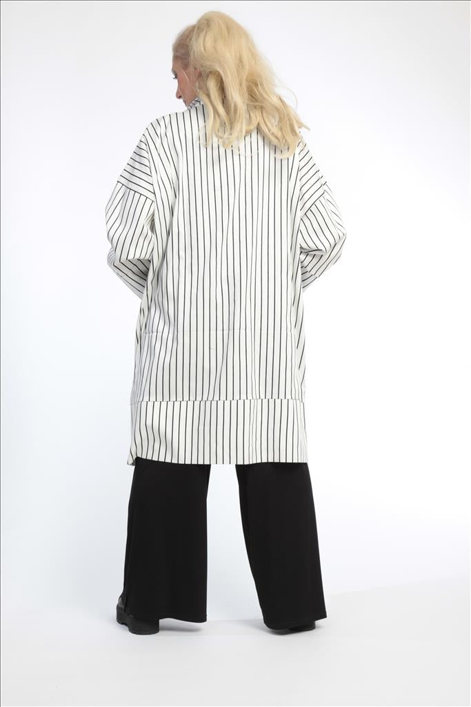  AKH Fashion Jacke in gerader Form, aus Viskose, 0791.06693, Weiß-Schwarz, Streifen