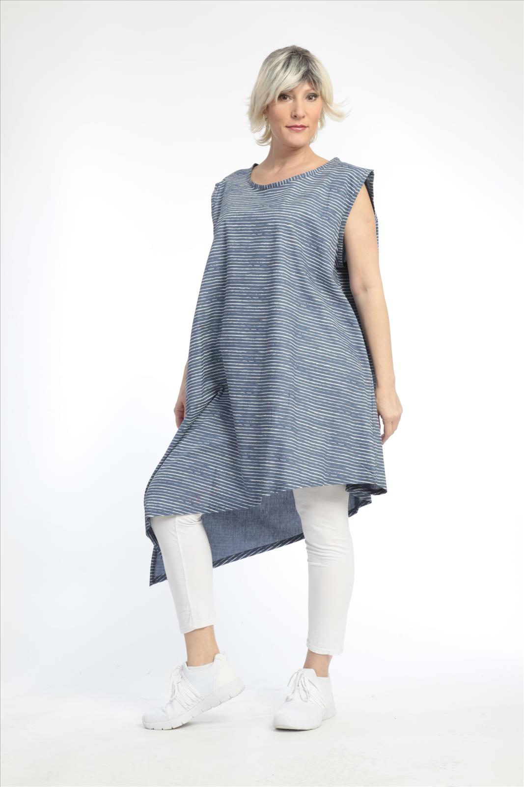  Tunika von AKH Fashion aus Baumwolle in asymmetrischer Form, 0832.06776, Blau-Weiß