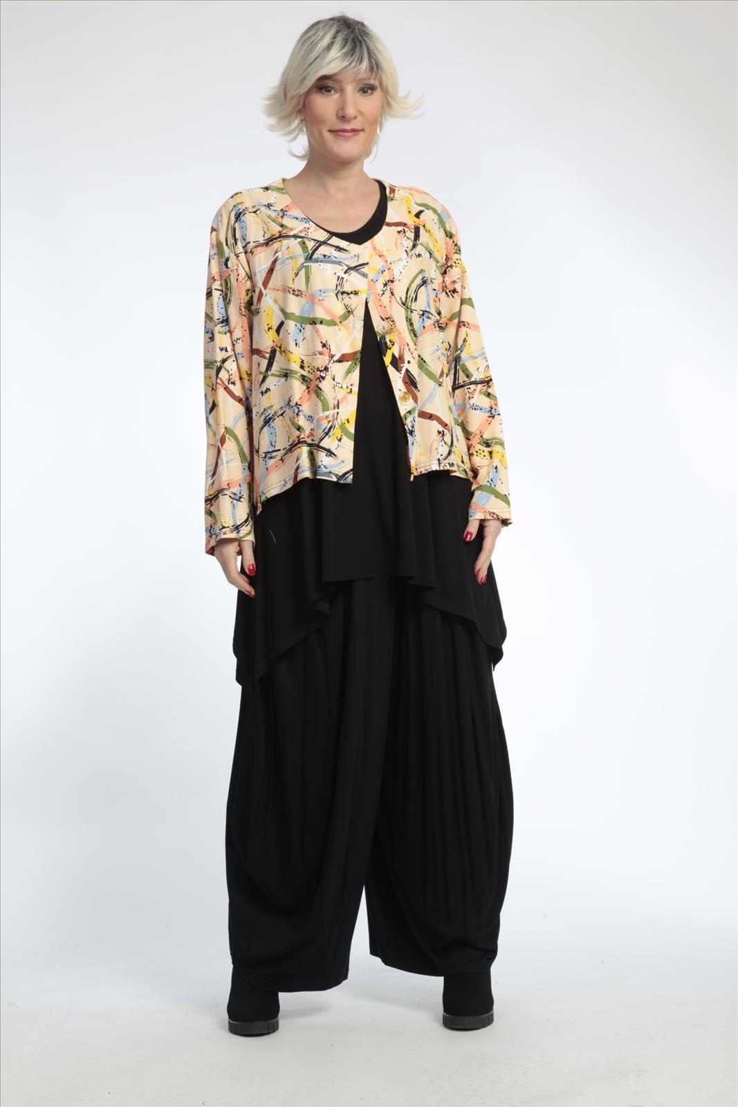  AKH Fashion Jacke in gerundeter Form, aus Viskose, 0820.00130, Apricot-Multi, Streifen