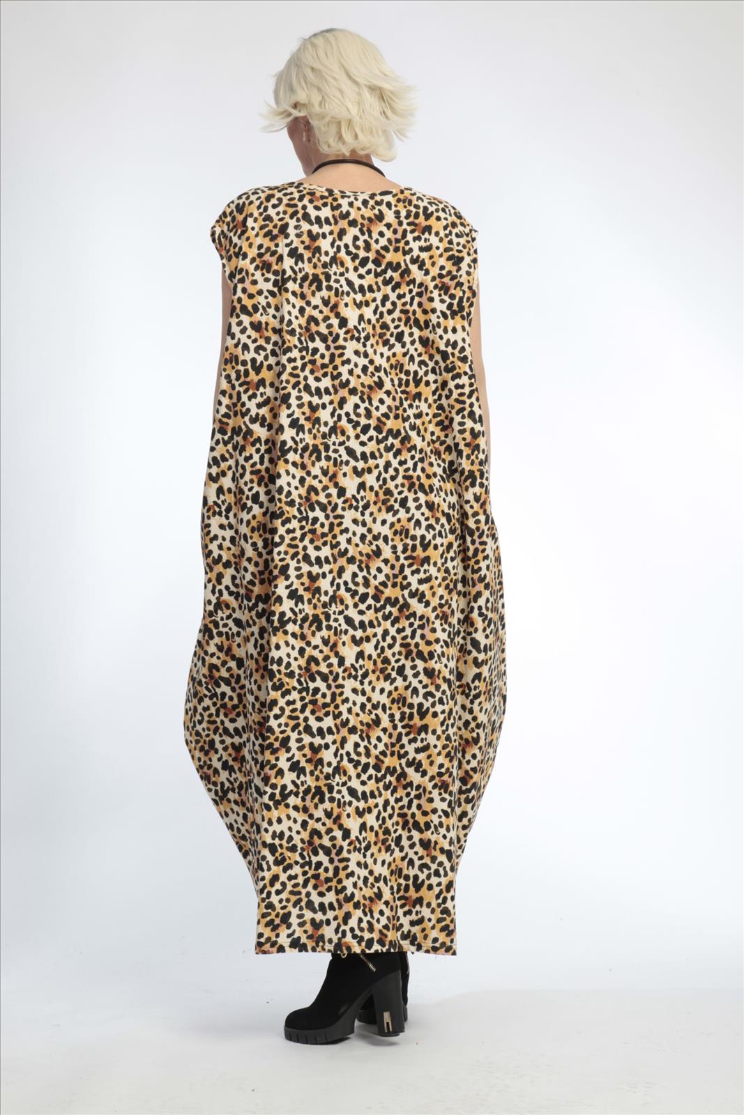  Ballonkleid von AKH Fashion aus Viskose, 0829.01925, Natur-Schwarz, Leopard, Schick