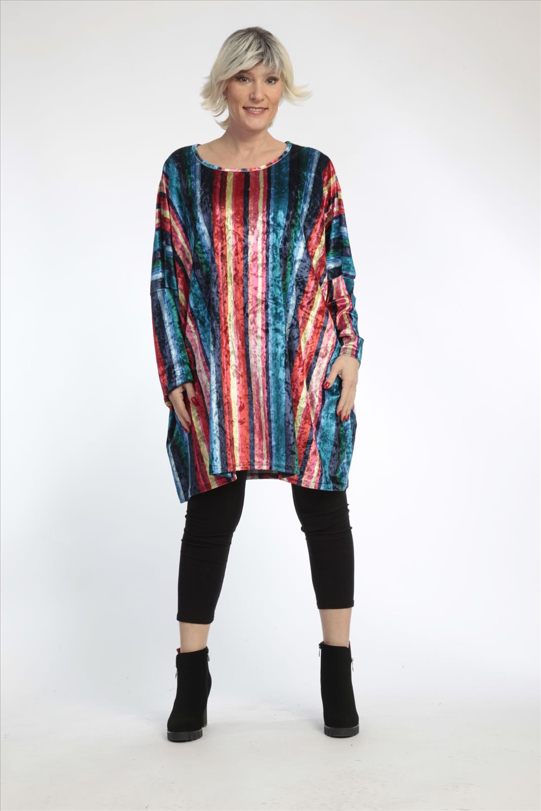  Bigshirt von AKH Fashion aus Materialmix in gerader Form, 0819.06769, Multicolor, Ausgefallen