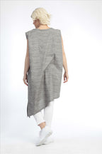 AKH Fashion Tunika in asymmetrischer Form, aus Baumwolle, 0832.06776, Grau-Weiß, Streifen