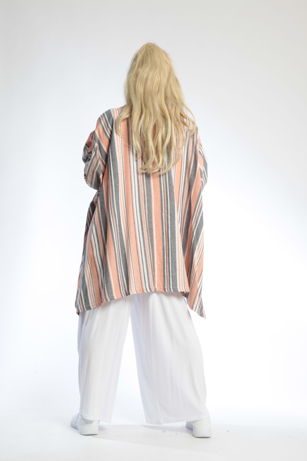  AKH Fashion Jacke in Vokuhila-Form, aus Viskose, 0805.06317, Orange, Streifen, Schick