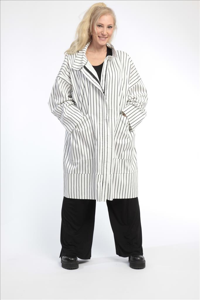 AKH Fashion Jacke in gerader Form, aus Viskose, 0791.06693, Weiß-Schwarz, Streifen