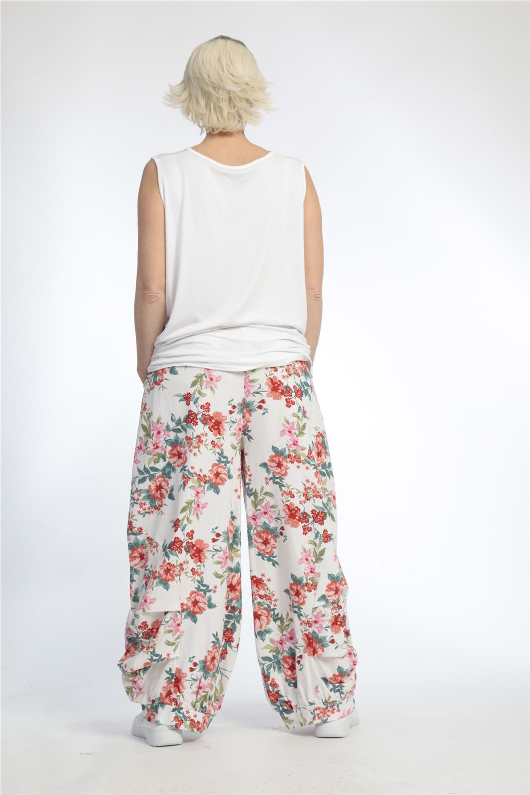  Ballonhose von AKH Fashion aus Materialmix, 0830.06770, Weiß, Blumen, Schick, Modern