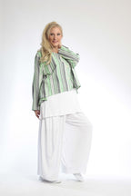  AKH Fashion Jacke in gerundeter Form, aus Viskose, 0805.00130, Kiwi, Streifen, Schick
