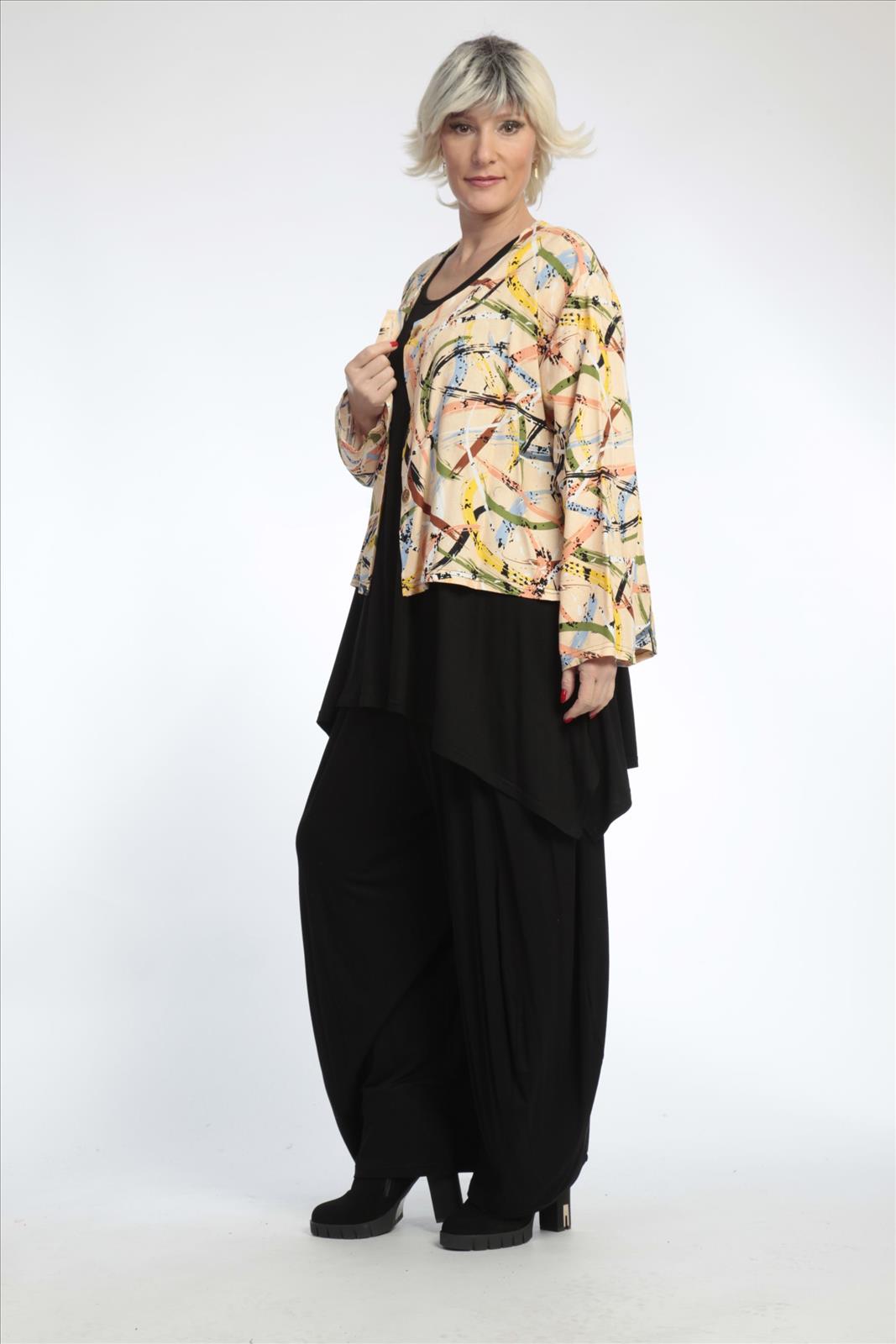  AKH Fashion Jacke in gerundeter Form, aus Viskose, 0820.00130, Apricot-Multi, Streifen