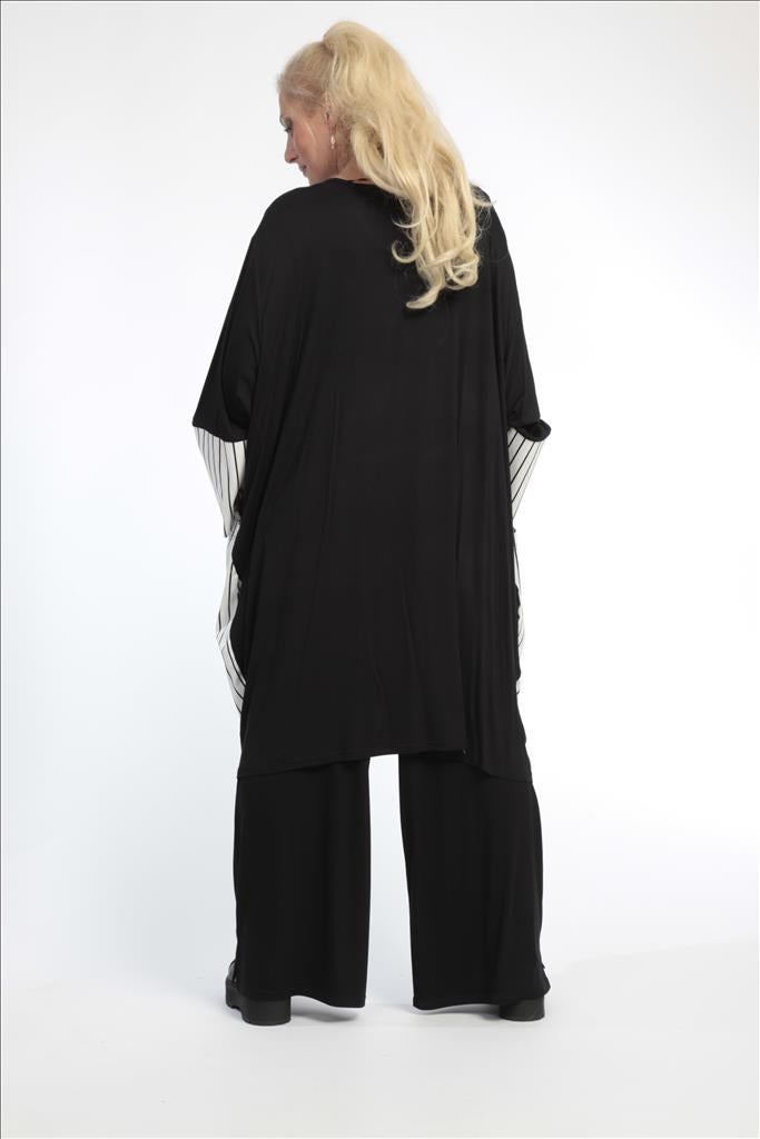  Bigshirt von AKH Fashion aus Viskose in gerader Form, 0791.06600, Weiß-Schwarz, Ausgefallen