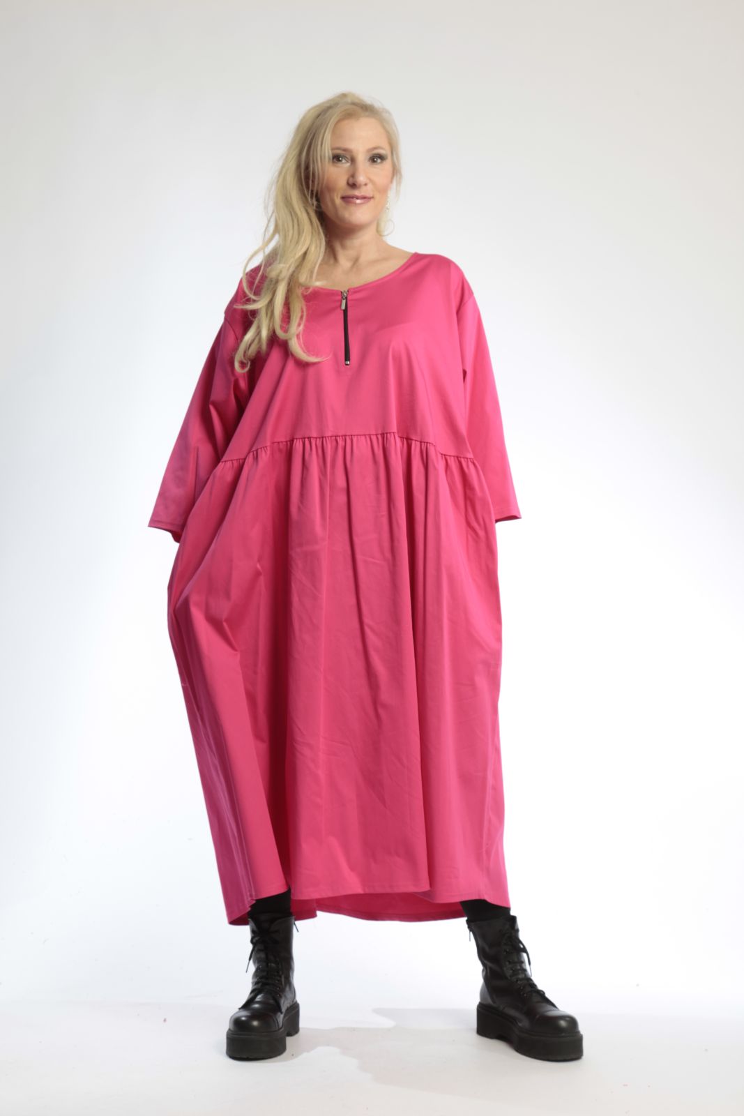  Kleid von AKH Fashion aus Viskose, 0802.06677, Pink, Unifarben, Schick, Modern, Bequem