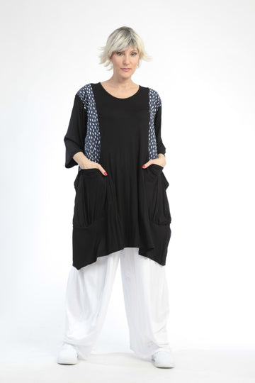  Ballonshirt von AKH Fashion aus Baumwolle, 0848.06767, Schwarz-Marine, Punkte, Ausgefallen