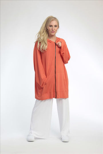  Jacke von AKH Fashion aus Materialmix in gerader Form, 0792.06707, Orange, Schick, Modern