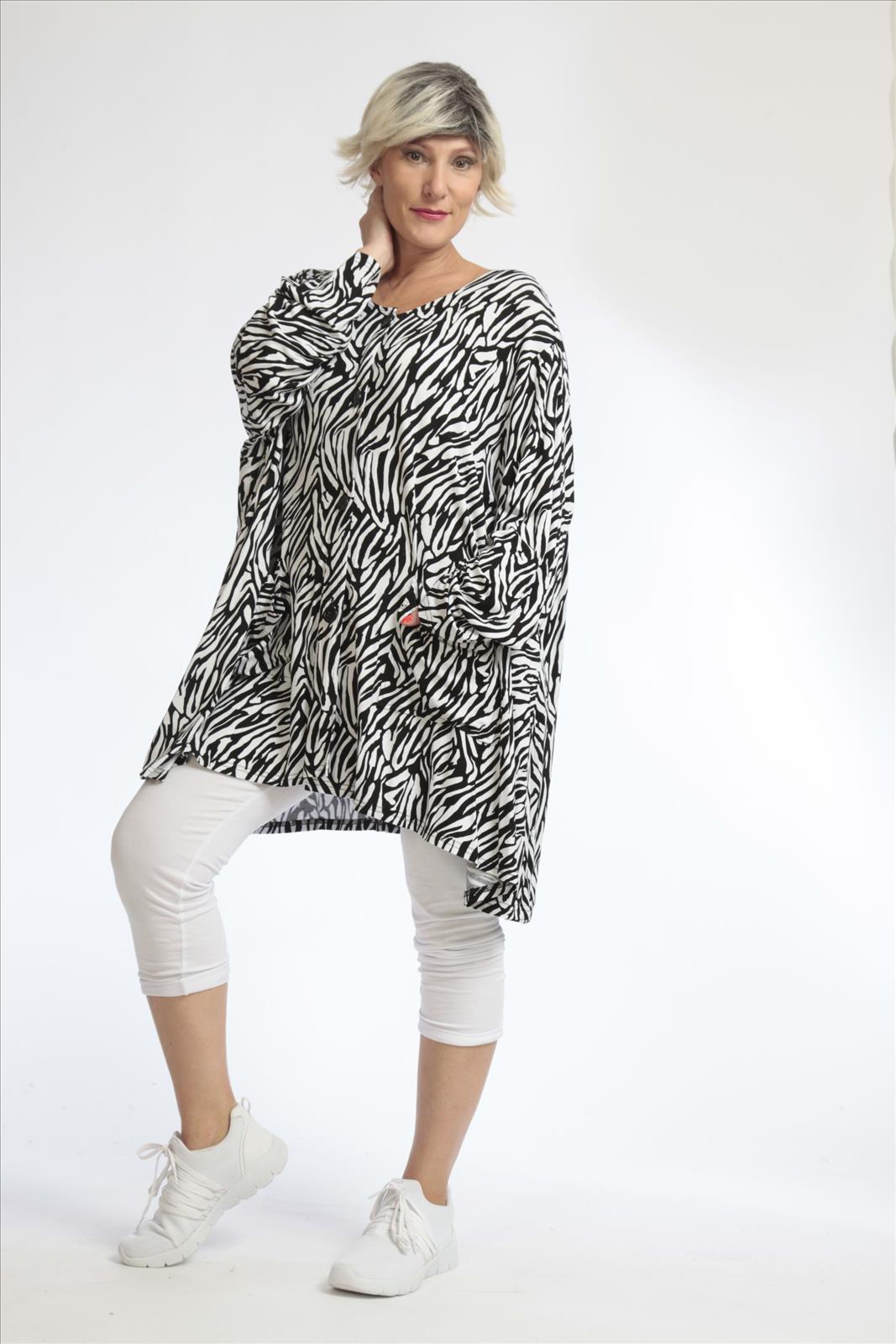  A-Form Jacke von AKH Fashion aus Viskose, 1021.01382, Schwarz-Weiß, Zebra, Schick, Modern