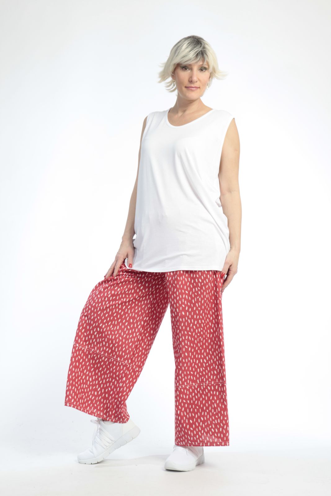  AKH Fashion Hose in gerader Form, aus Baumwolle, 0848.00221, Rot, Punkte, Schick, Modern
