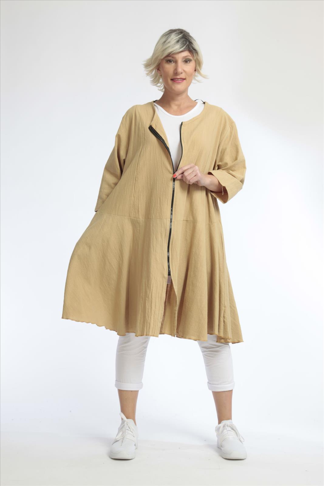  AKH Fashion Jacke in Glocken-Form, aus Baumwolle, 1033.06563, Beige, Schick, Modern