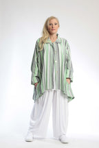  AKH Fashion Jacke in Vokuhila-Form, aus Viskose, 0805.06317, Kiwi, Streifen, Schick