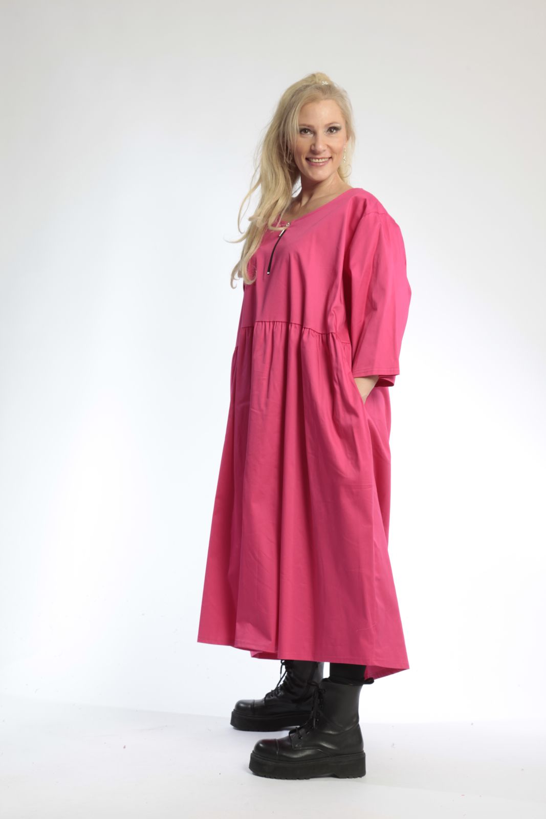  Kleid von AKH Fashion aus Viskose, 0802.06677, Pink, Unifarben, Schick, Modern, Bequem