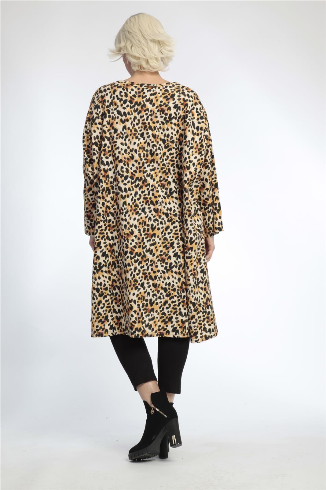  A-Form Bigshirt von AKH Fashion aus Viskose, 0829.02666, Natur-Schwarz, Leopard, Schick