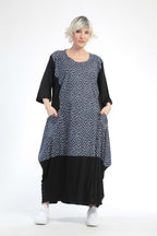  Ballonkleid von AKH Fashion aus Baumwolle, 0848.01923, Schwarz-Marine, Punkte, Schick