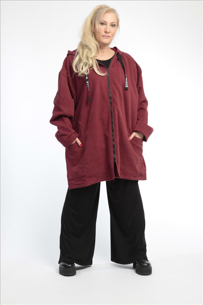  Oversized Damenjacke aus weichem Fleece mit eleganter Kapuze und praktischen Flügeltaschen