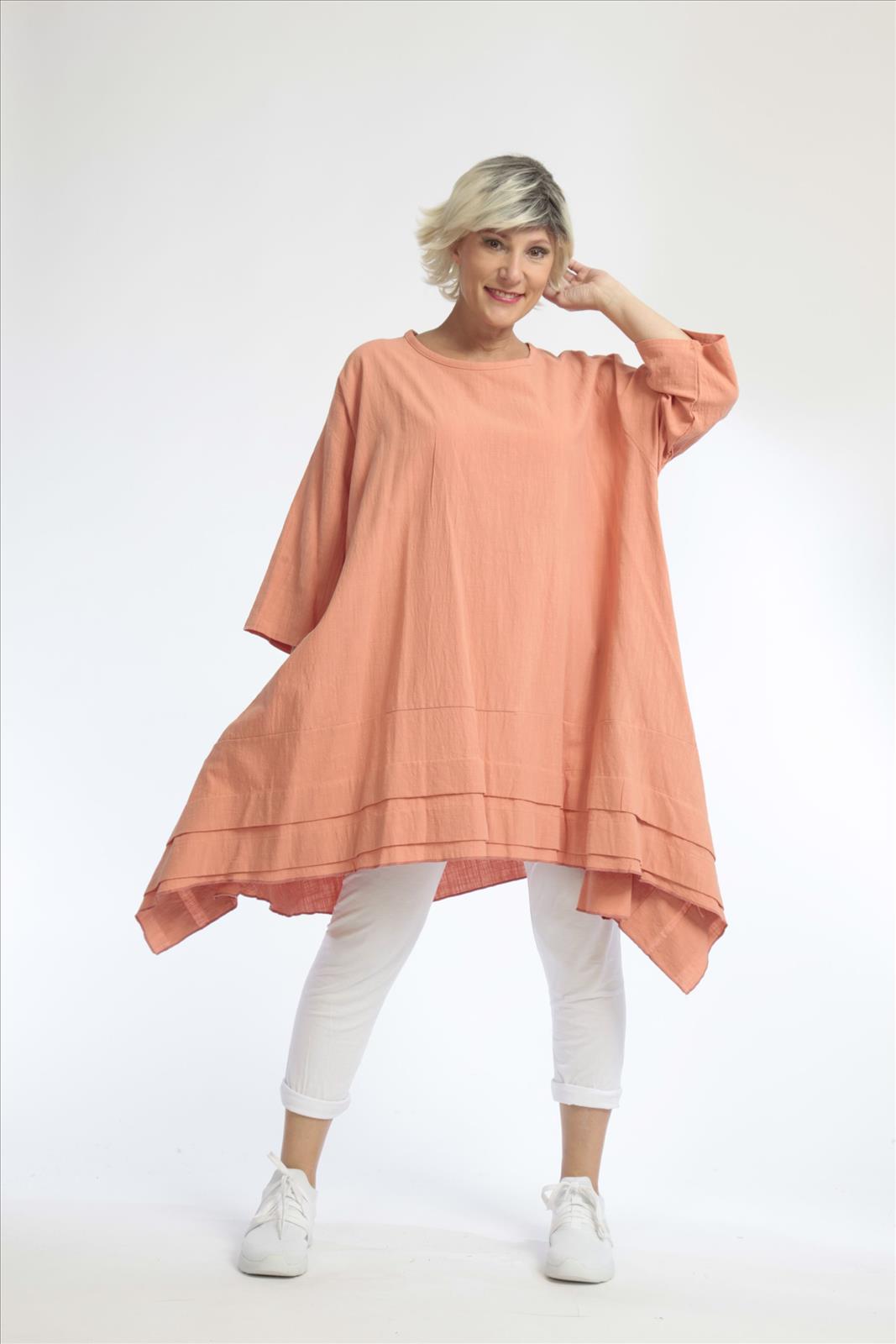  A-Form Shirt in frischem Apricot mit luftiger Leinenoptik und lässigem Oversize-Schnitt