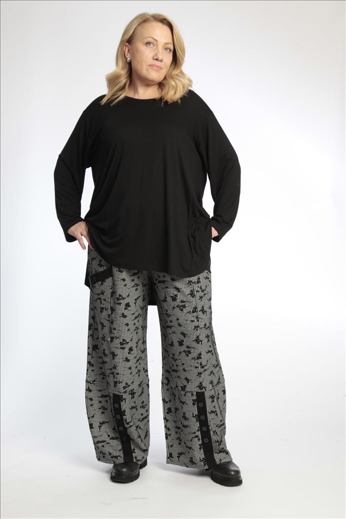  AKH Fashion Hose in gerader Form, aus Viskose, 0755.06741, Schwarz-Weiß, Kariert, Schick