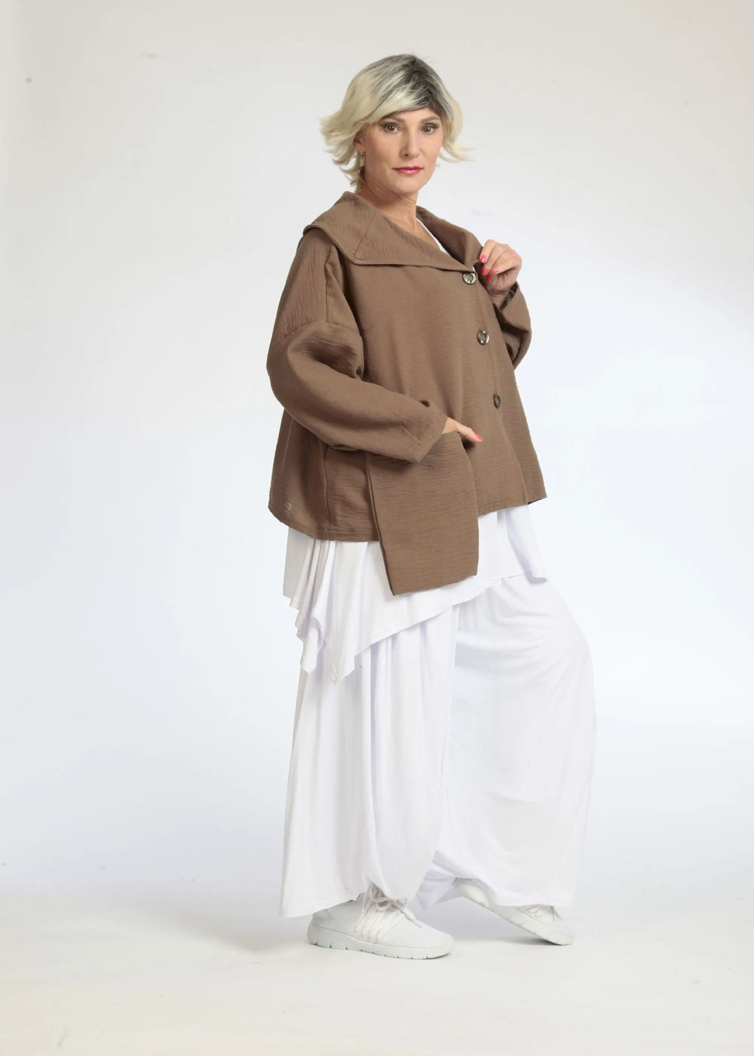  Jacke von AKH Fashion aus Viskose in gerader Form, 1060.01609, Cognac, Unifarben, Schick