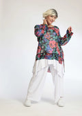  AKH Fashion Shirt in gerader Form, aus Polyester, 1076.06839, Schwarz-Rot-Blau, Blumen