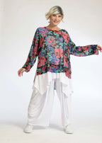  AKH Fashion Shirt in gerader Form, aus Polyester, 1076.06839, Schwarz-Rot-Blau, Blumen