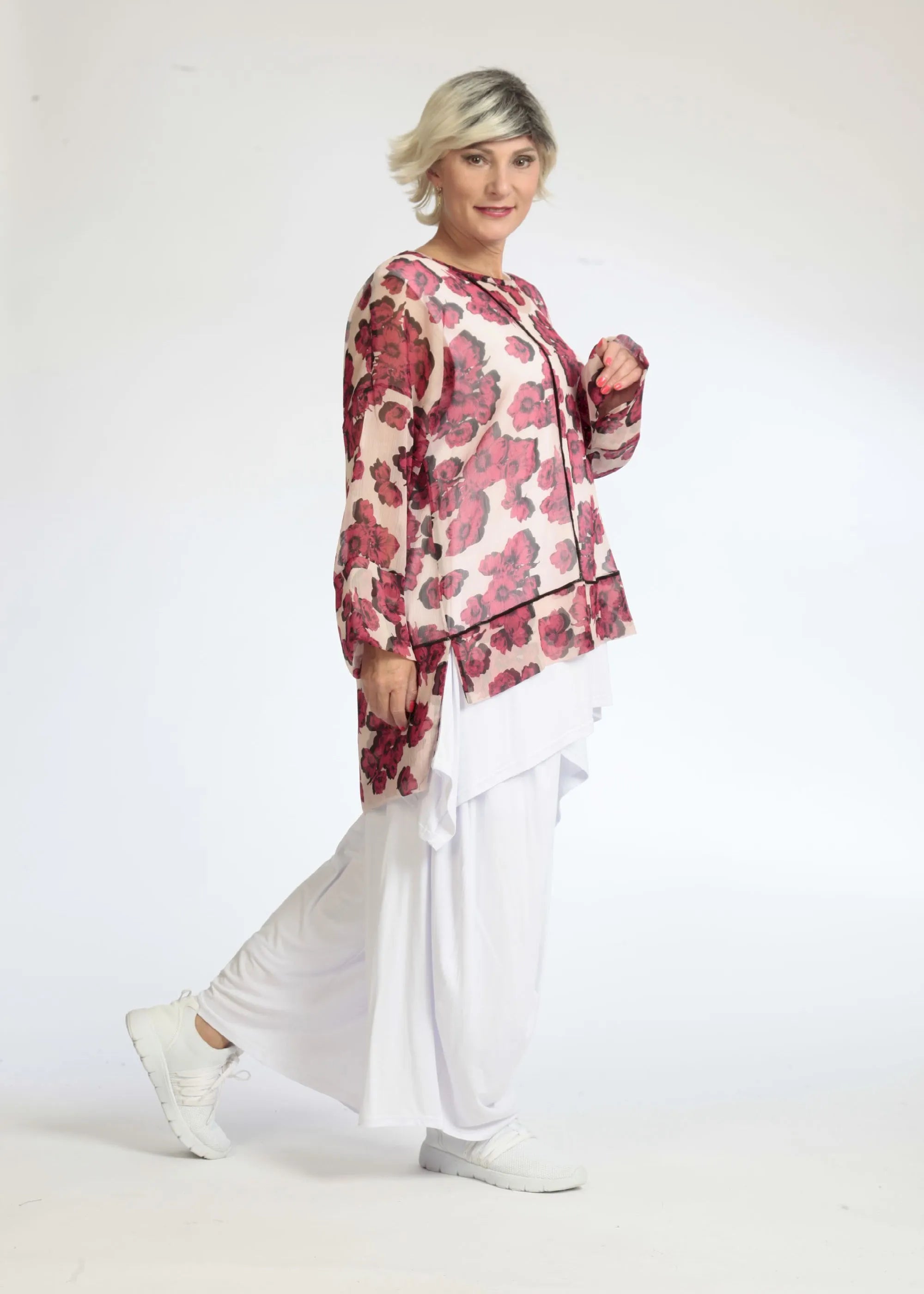  AKH Fashion Shirt in gerader Form, aus Polyester, 1077.06839, Rose-Pink, Blumen, Schick