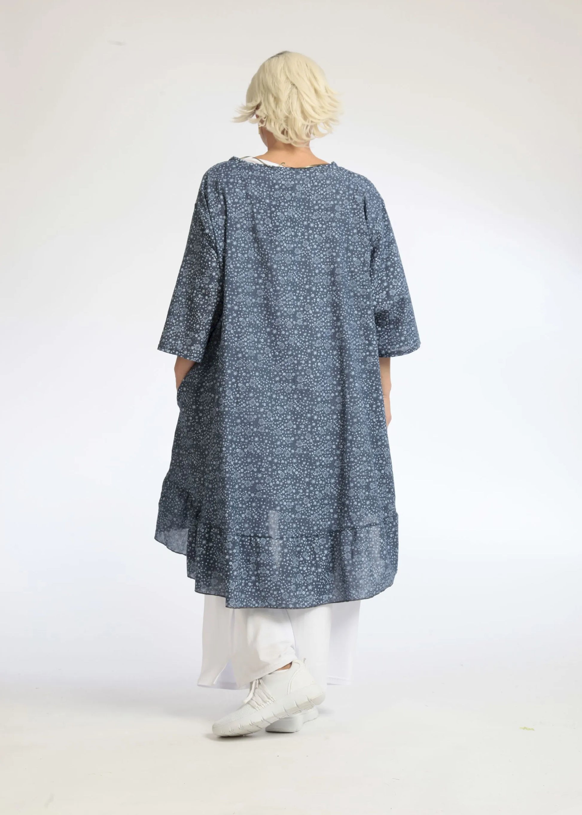  Bigshirt von AKH Fashion aus Baumwolle in Vokuhila-Form, 1088.06837, Jeansblau, Ausgefallen