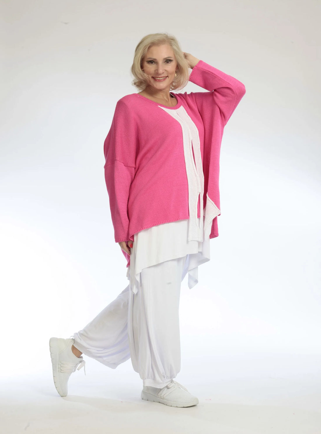  Bigshirt von AKH Fashion aus Baumwolle in gerader Form, 1107.02306, Pink, Farbmix, Schick