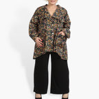  A-Form Jacke von AKH Fashion aus Viskose, 0836.06749, Schwarz-Multi, Blumen, Schick