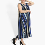  Ballonkleid von AKH Fashion aus Materialmix, 0839.01925, Blau-Beige-Multi, Streifen