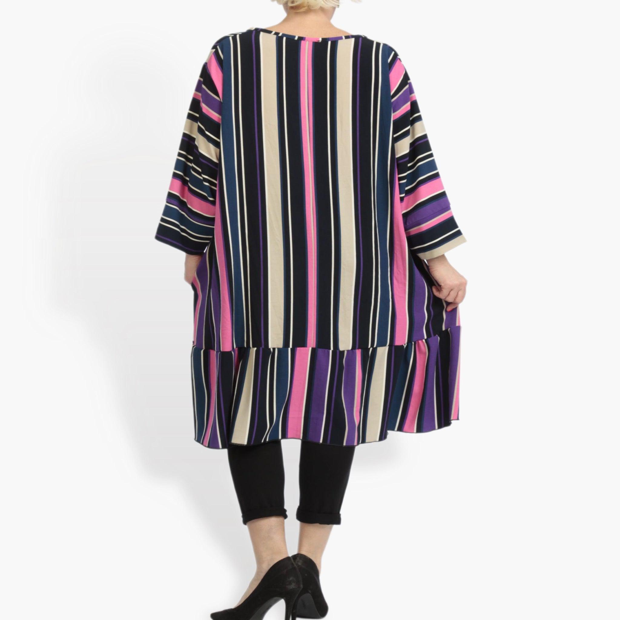  A-Form Shirt von AKH Fashion aus Materialmix, 0839.06779, Pink-Lila-Multi, Streifen