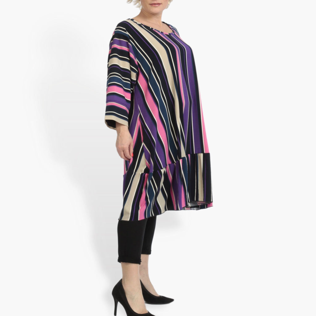  A-Form Shirt von AKH Fashion aus Materialmix, 0839.06779, Pink-Lila-Multi, Streifen