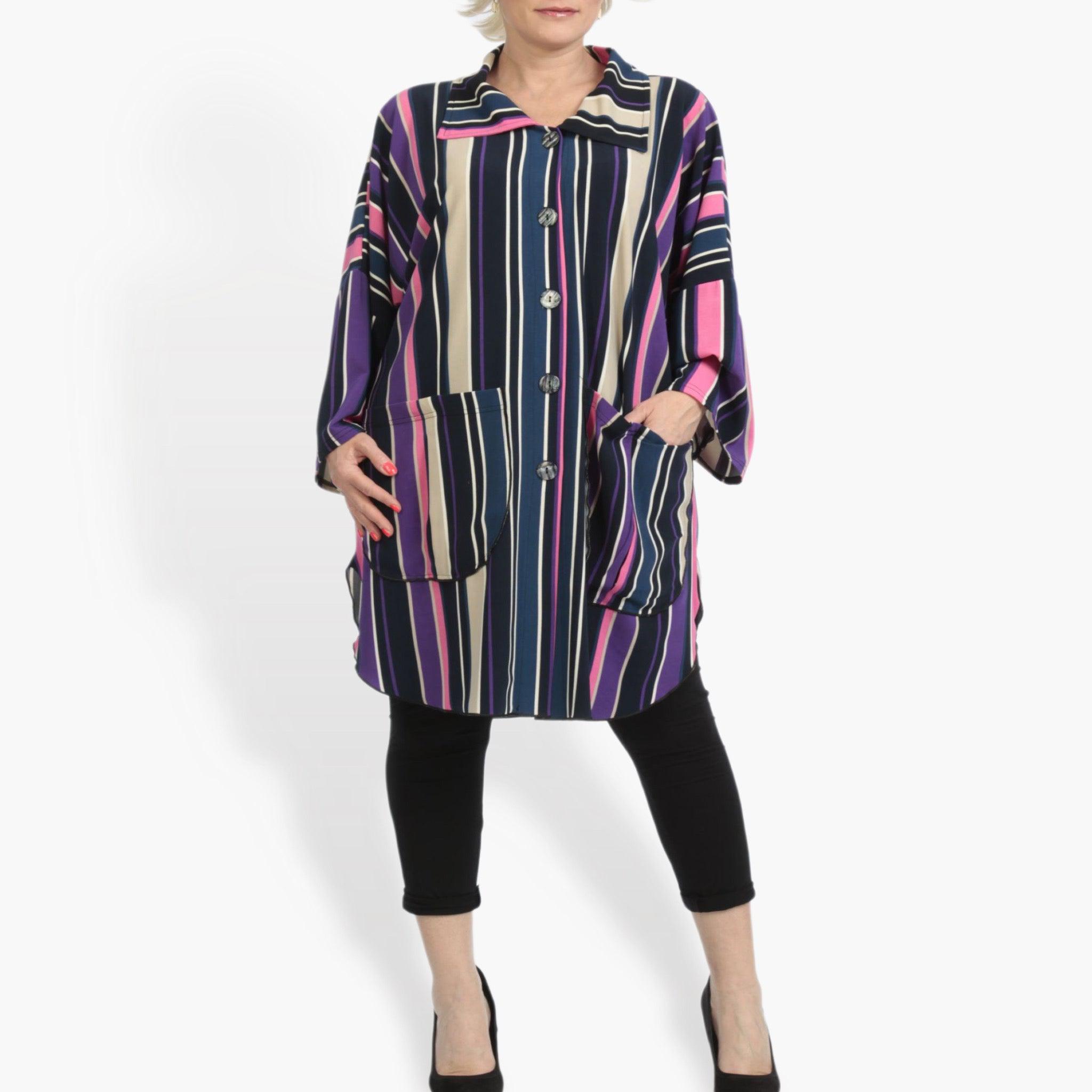  AKH Fashion Jacke in gerundeter Form, aus Materialmix, 0839.06782, Pink-Lila-Multi