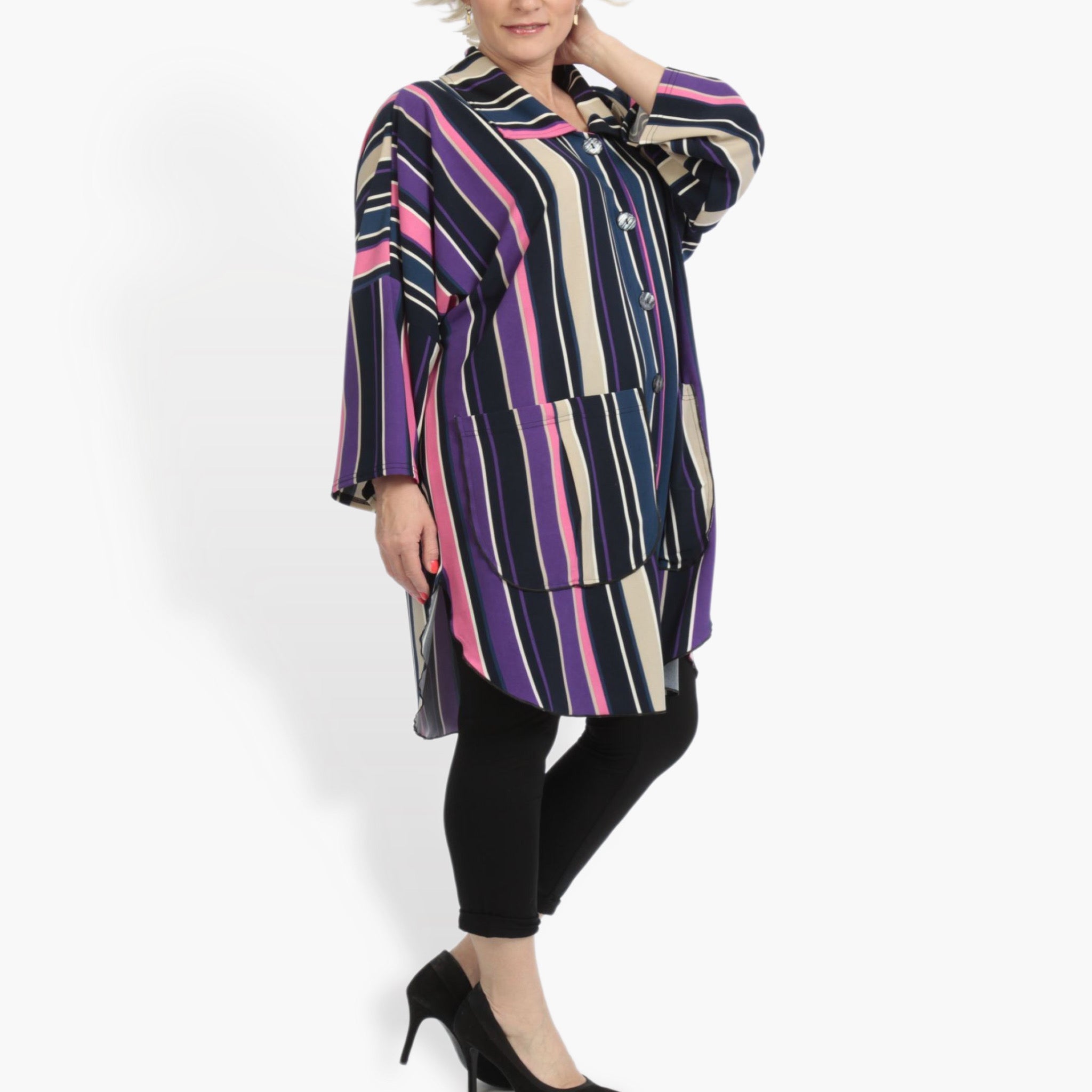  AKH Fashion Jacke in gerundeter Form, aus Materialmix, 0839.06782, Pink-Lila-Multi