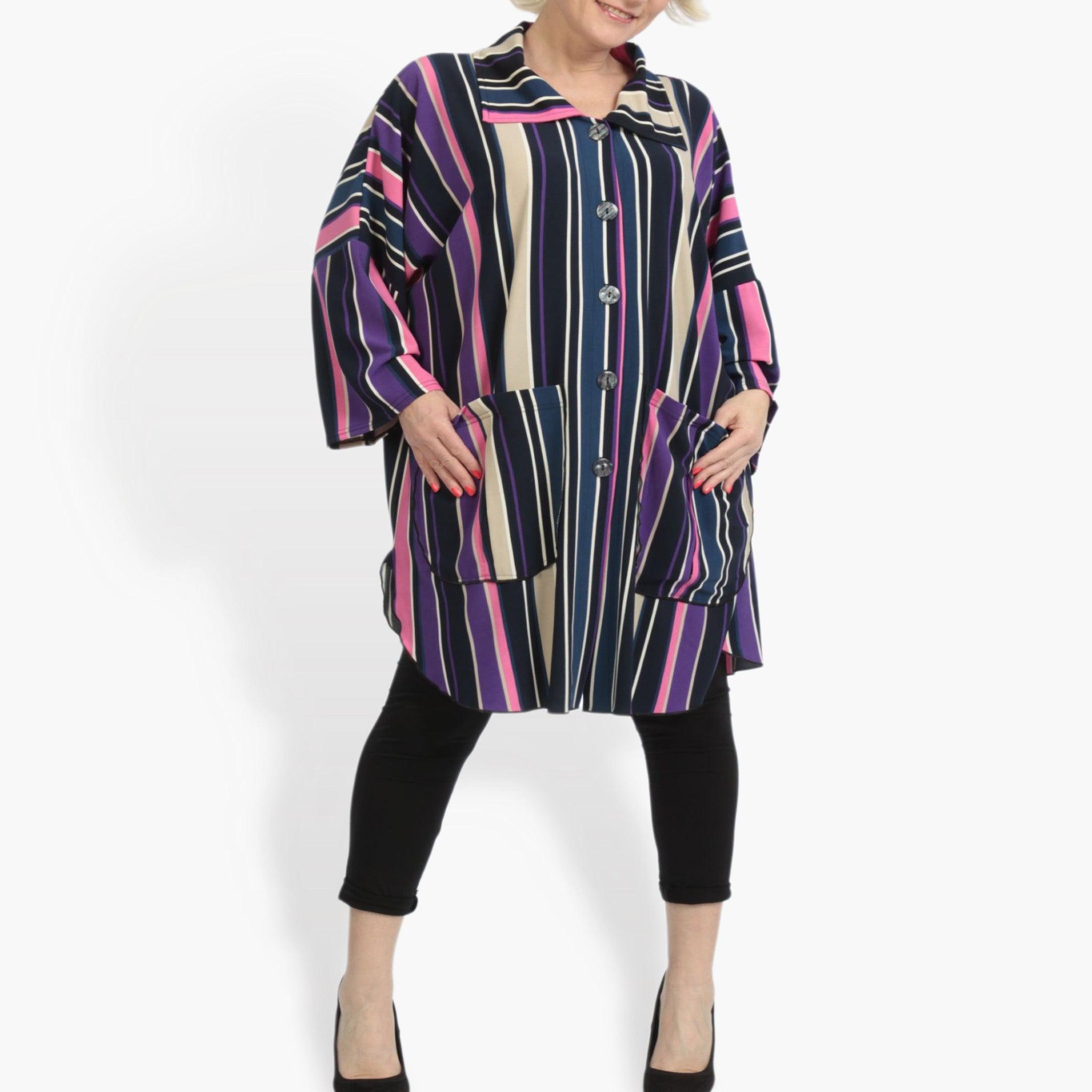  AKH Fashion Jacke in gerundeter Form, aus Materialmix, 0839.06782, Pink-Lila-Multi
