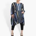  A-Form Jacke von AKH Fashion aus Materialmix, 0839.06783, Blau-Beige-Multi, Streifen
