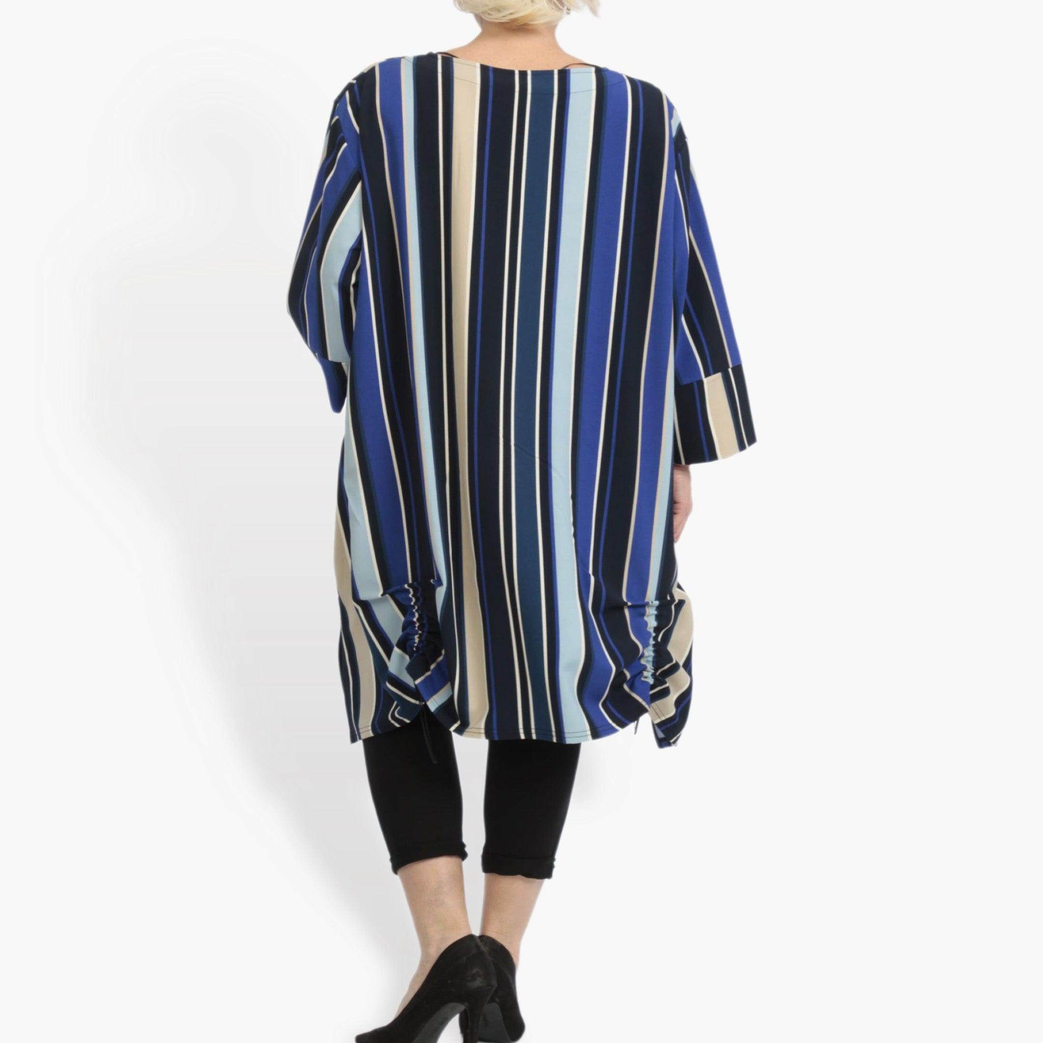  A-Form Jacke von AKH Fashion aus Materialmix, 0839.06783, Blau-Beige-Multi, Streifen