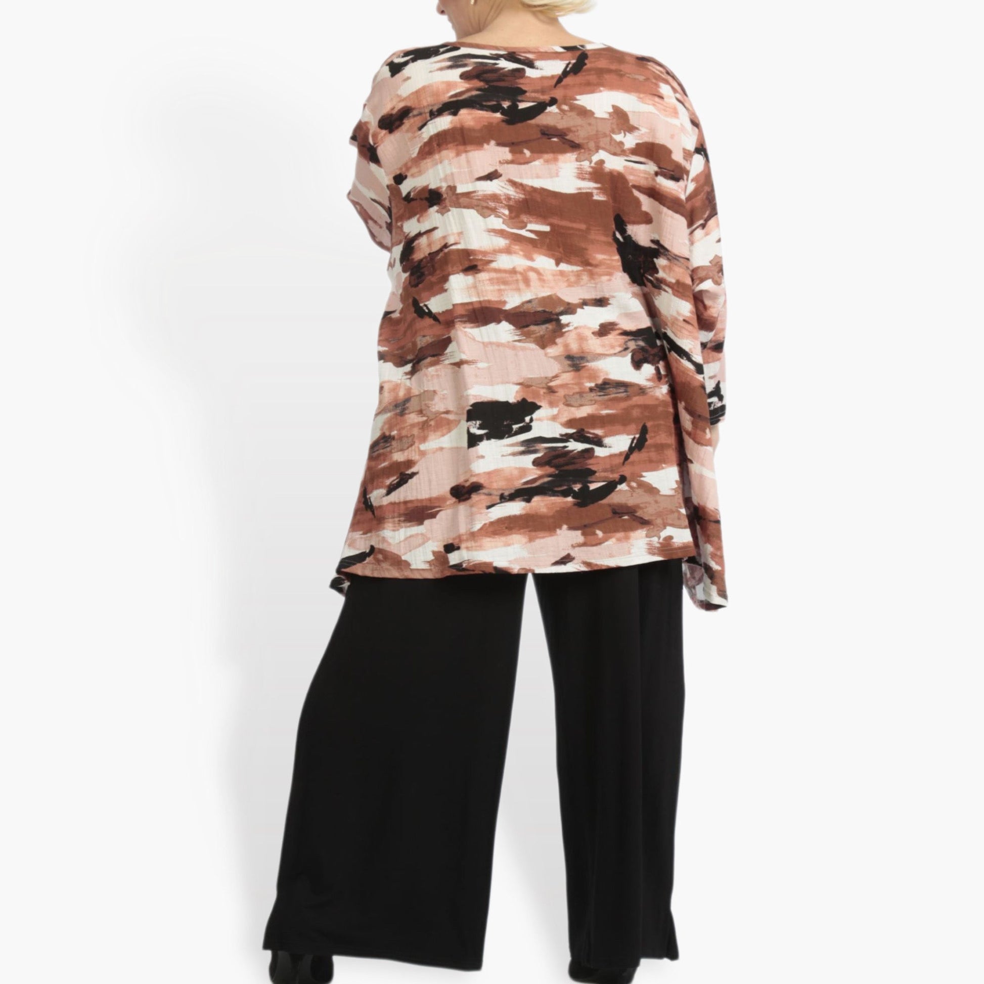  A-Form Bigshirt von AKH Fashion aus Rayon, 0840.00593, Terra-Multi, Kamuflage, Ausgefallen